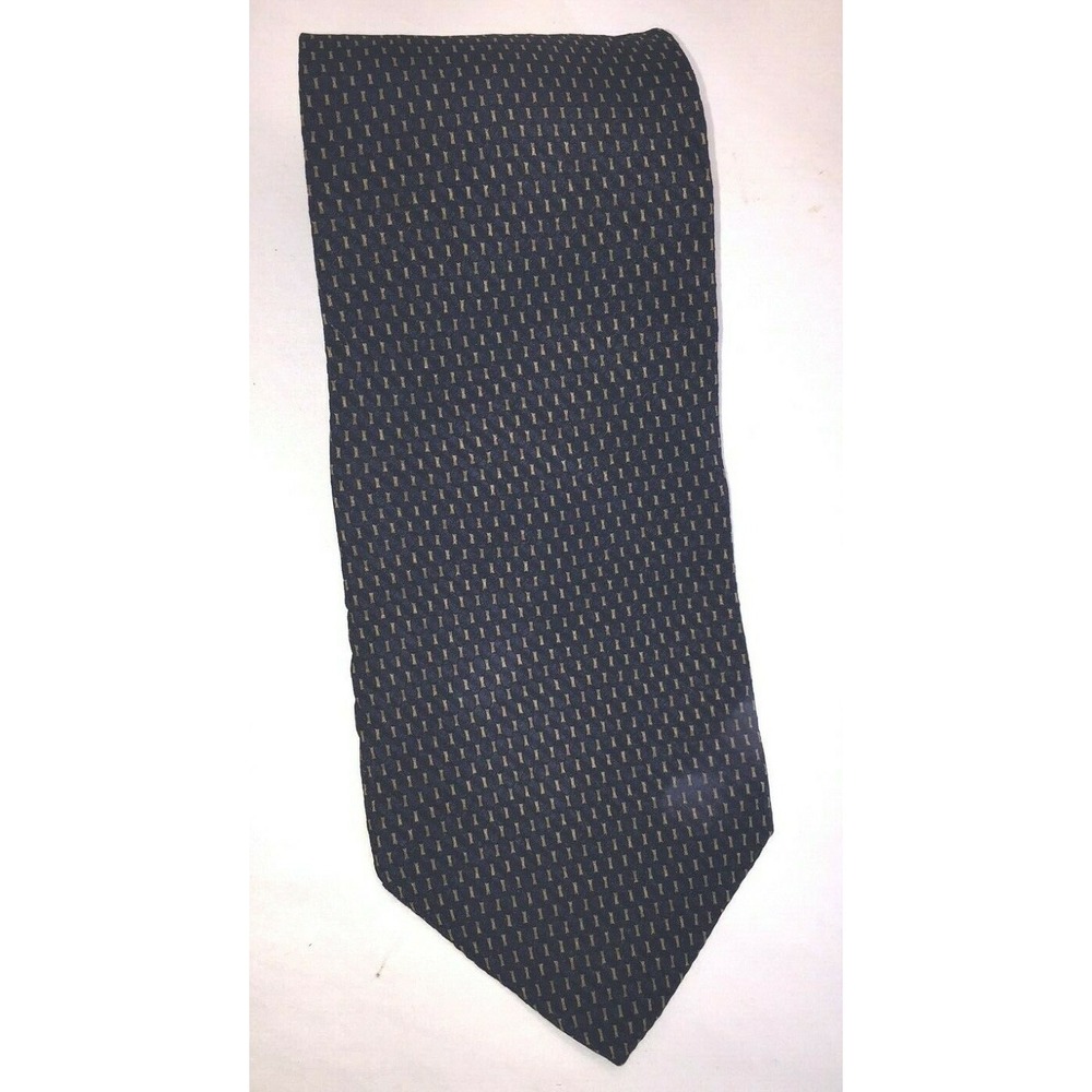 NOS Kenneth Cole‎ New York Navy & Gold Silk Neck Tie 58" Length